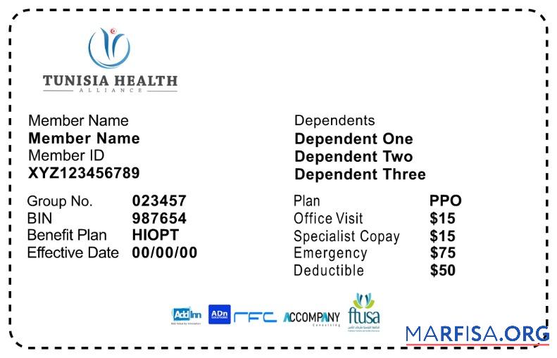 Blank Tunisia health insurance card template